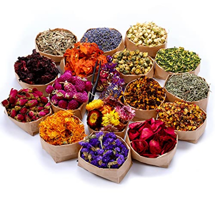 Candle Making Bath - 16 Bags Dried Flowers, 100% Natural