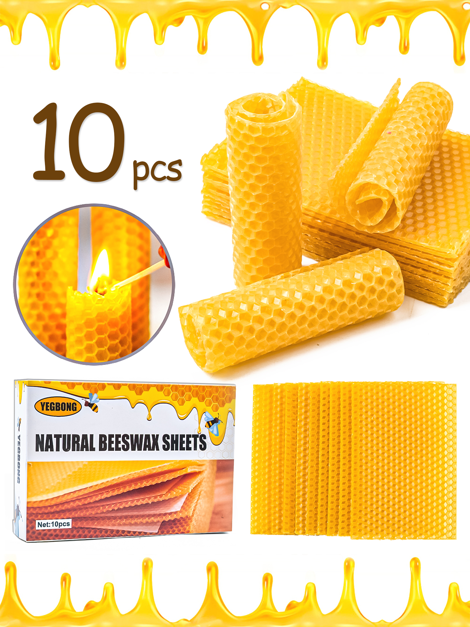 Candle Making Experience - 10Pcs Natural Honeycomb Bee Wax Sheets