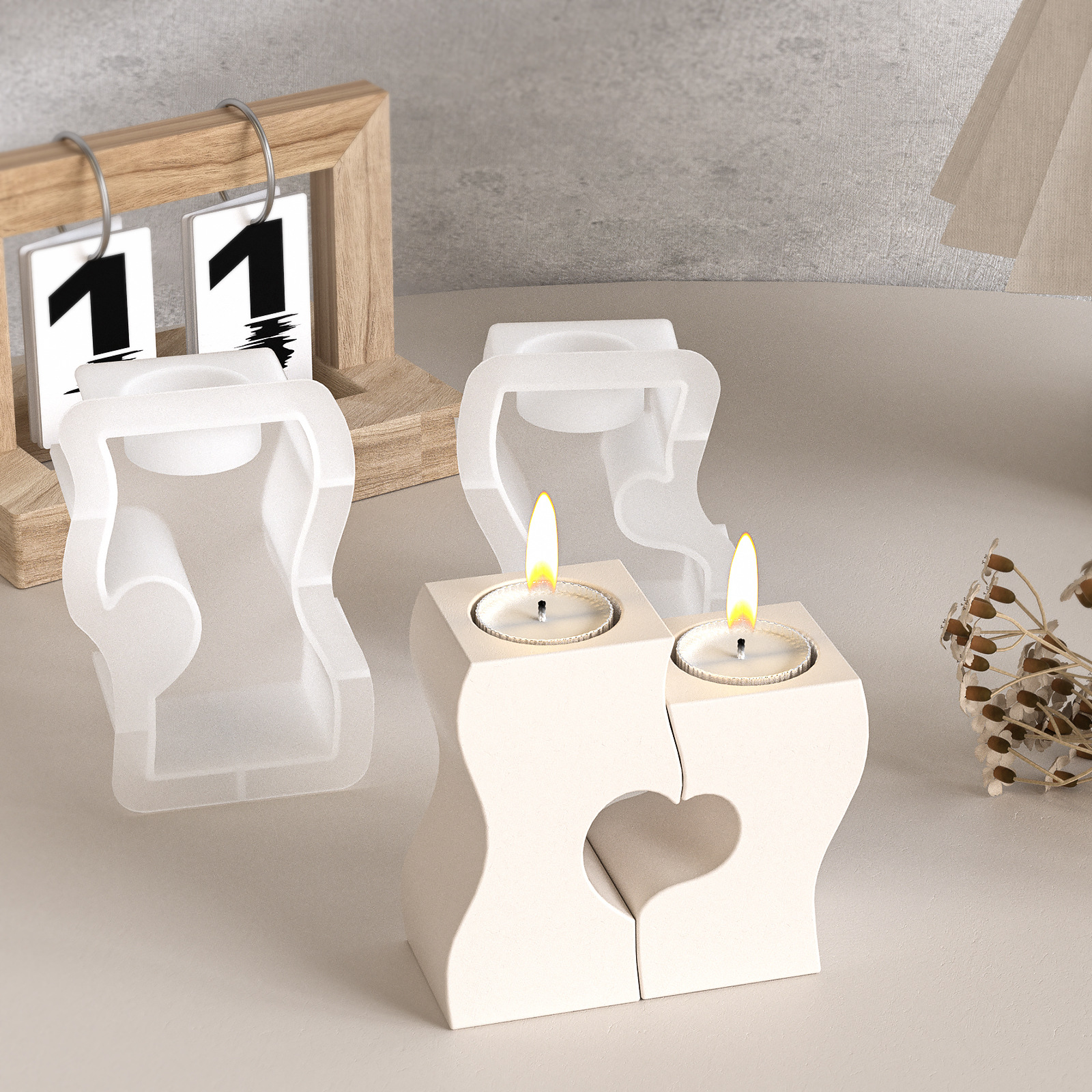 S Heart Candlestick Silicone M – обзор и цена Candle Making Design