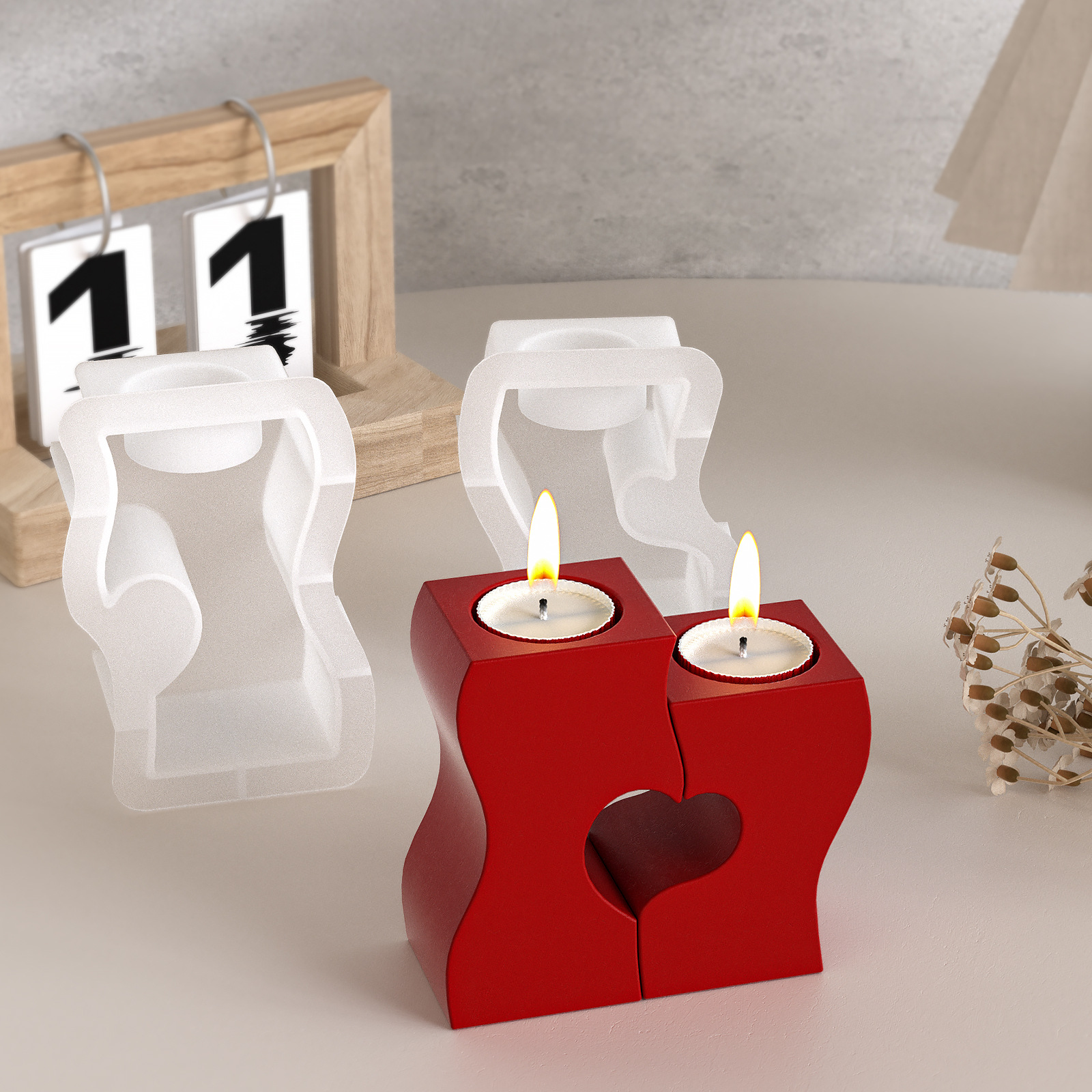 S Heart Candlestick Silicone M – обзор и цена Candle Making Design