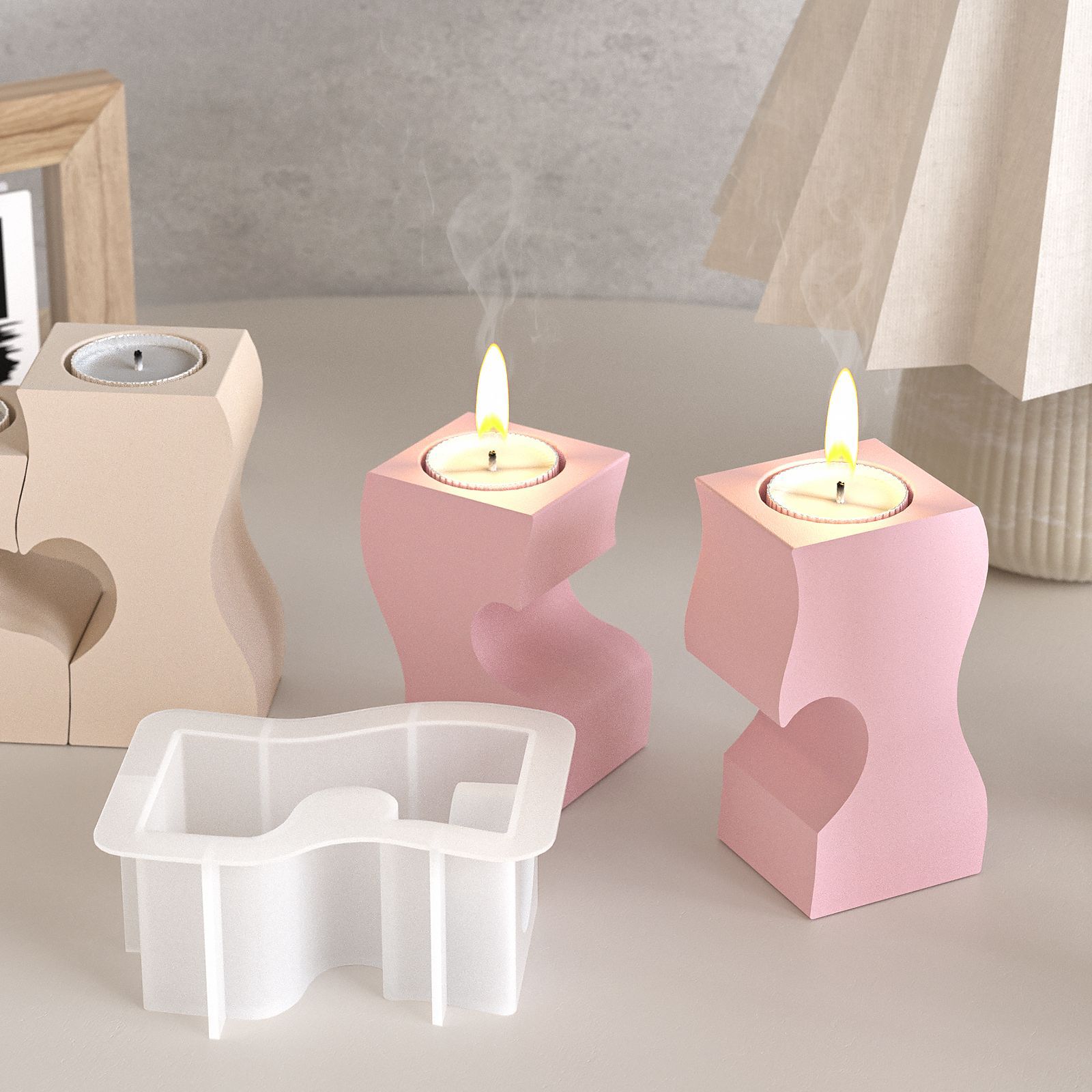 S Heart Candlestick Silicone M – обзор и цена Candle Making Design