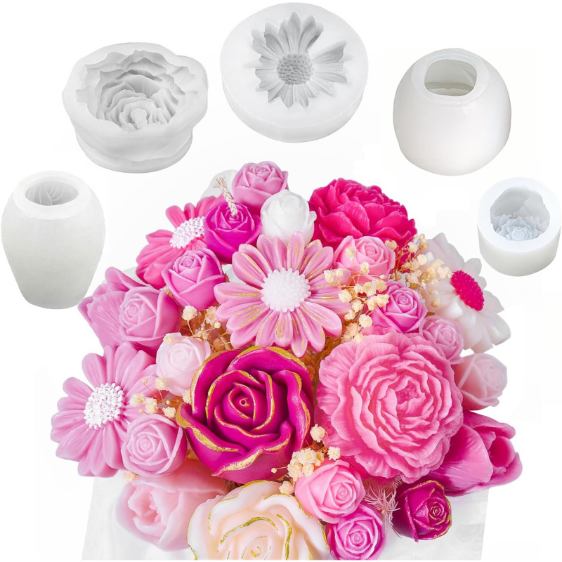 5Flower Candle Mold Set，3D Flo – обзор и цена Candle Making Kit Diy